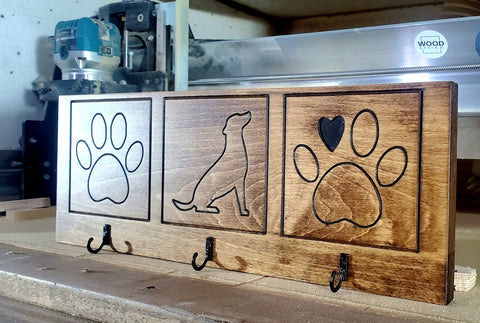 Dog leash hook rack