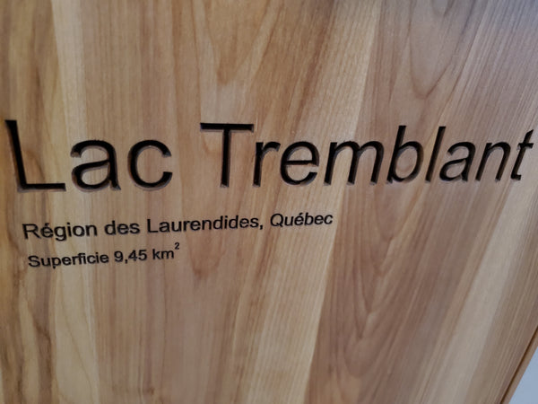 Décoration en bois et epoxy du Lac Memphrémagog