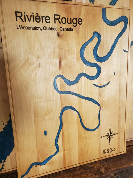 Décoration en bois et epoxy du Lac Memphrémagog