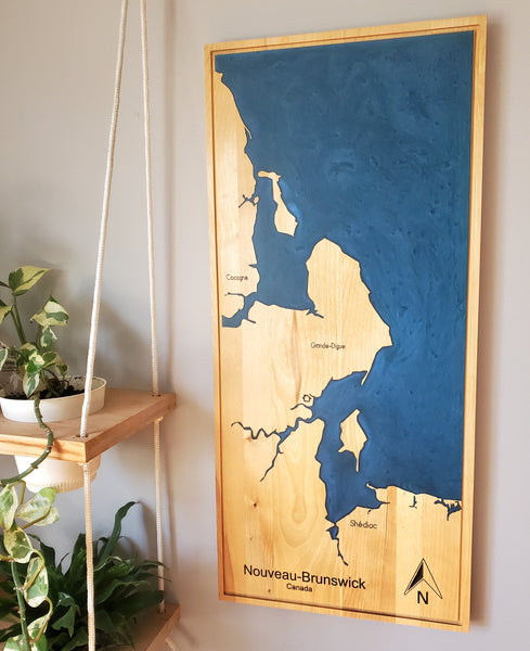 Décoration en bois et epoxy du Lac Memphrémagog